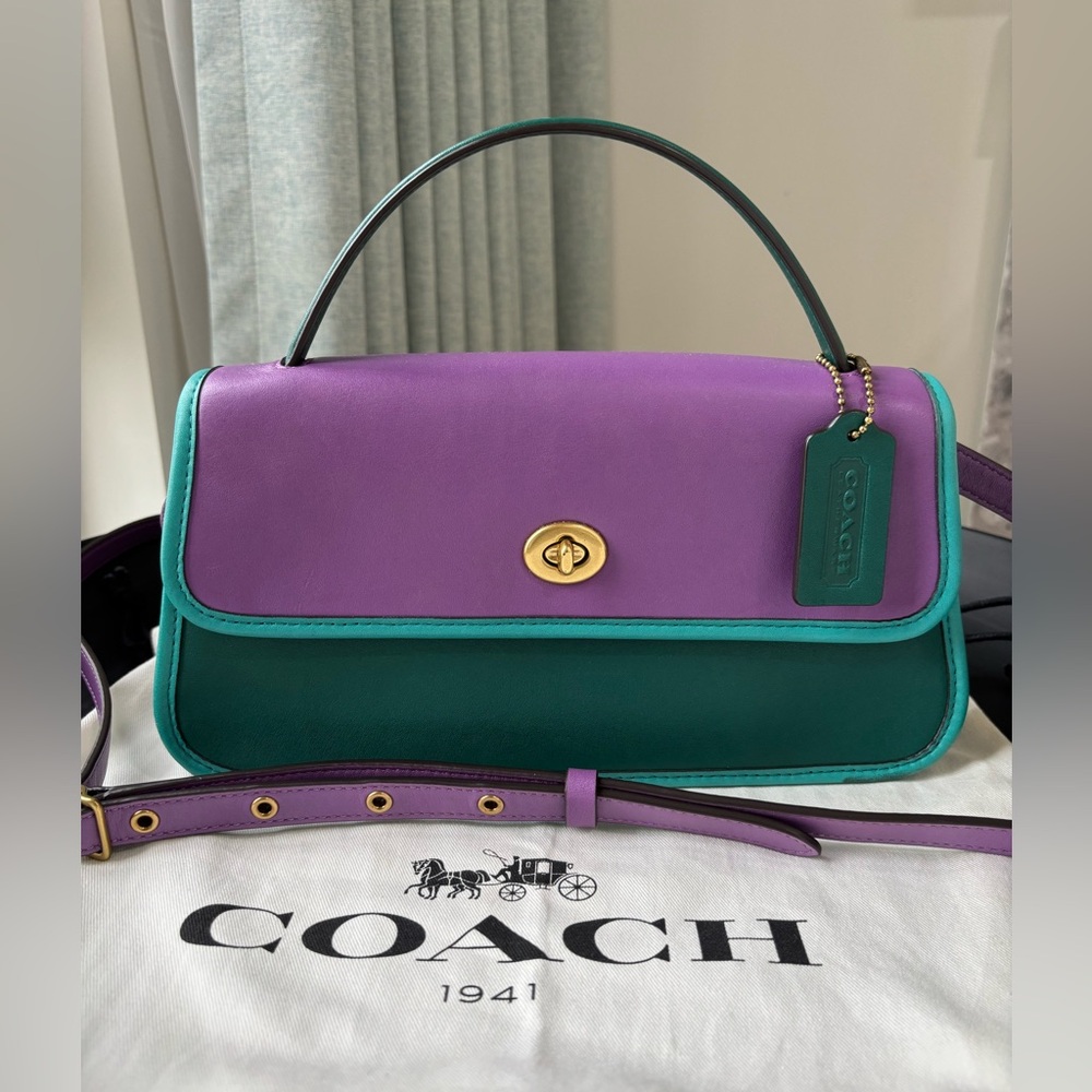 COACH Turnlock Clutch in Colorblock - Picture 2 of 16